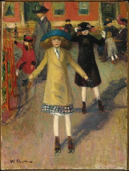 William Glackens Children Rollerskating Germany oil painting art